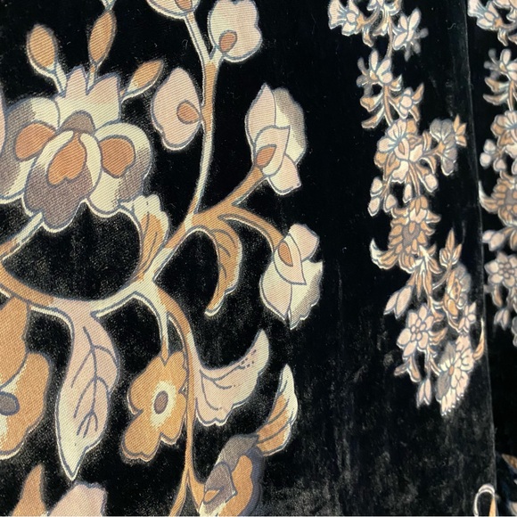 Signals Black Gold Tan Burnout Floral Soft Velvet Poncho Kimono 18 One Size - Picture 10 of 12